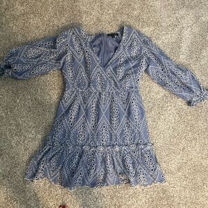 Boston Proper Blue and White Long Sleeve Dress